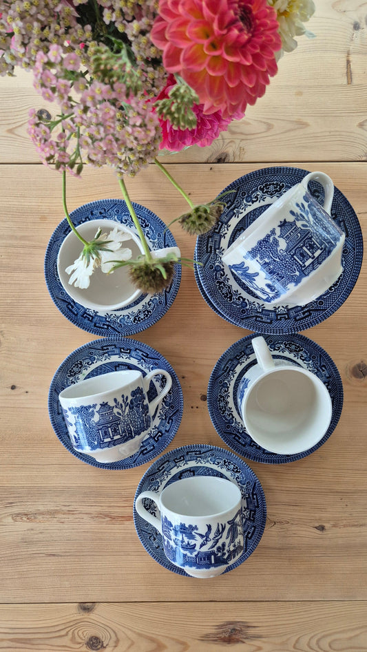 Kopp med fat - Churchill blå