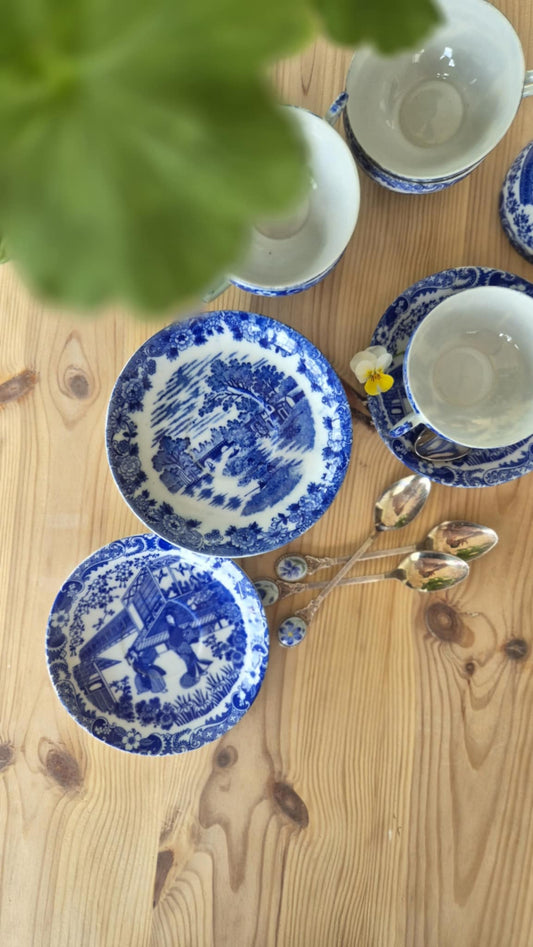 Blåvita koppar - Asiatiskt mönster 6 st