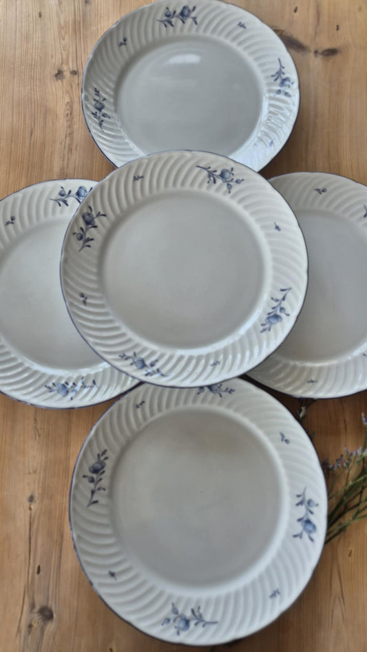 Blåvit tallrik - Blå blommor