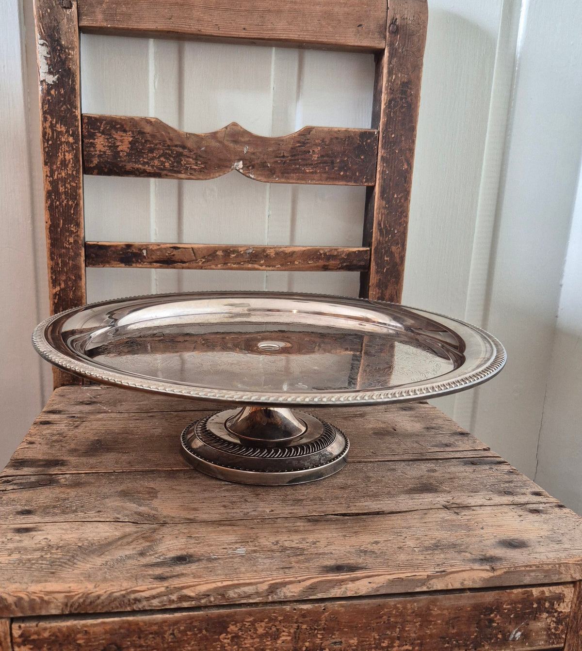 Tårtfat på fot i nysilver - Wallemyrans Vintage