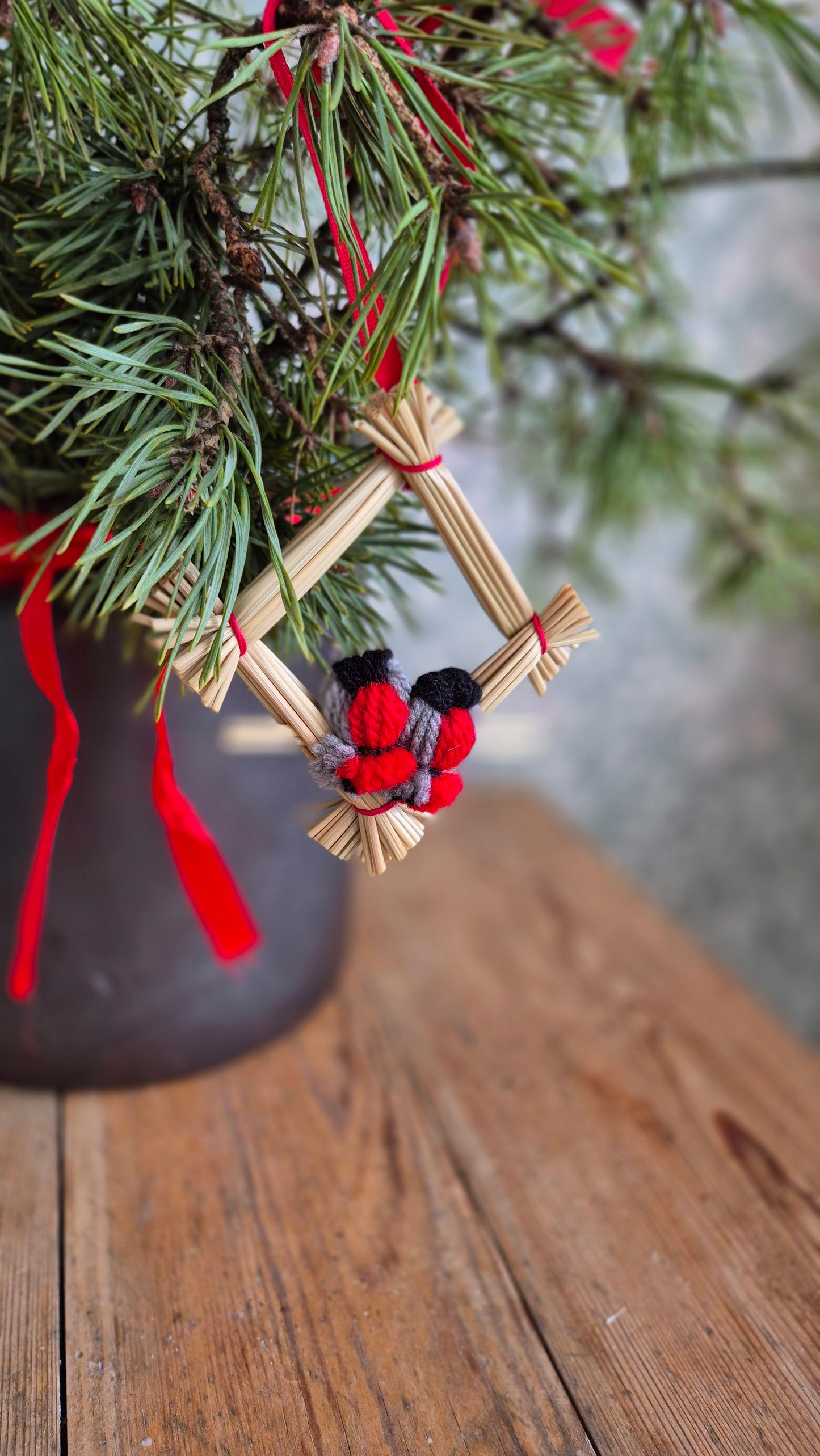 Julhängen i halm - Fåglar