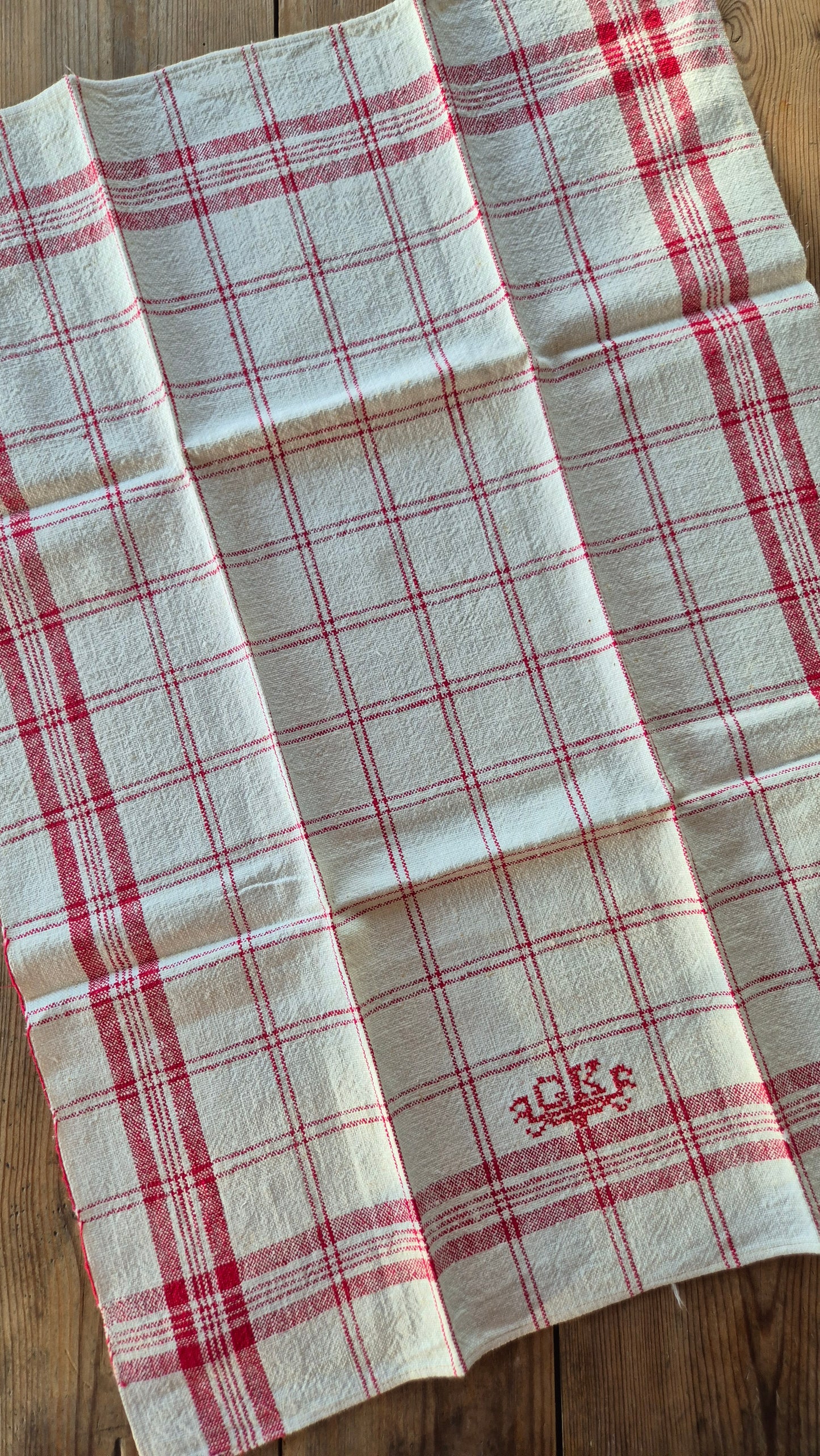 Linnehandduk - Rödrutig