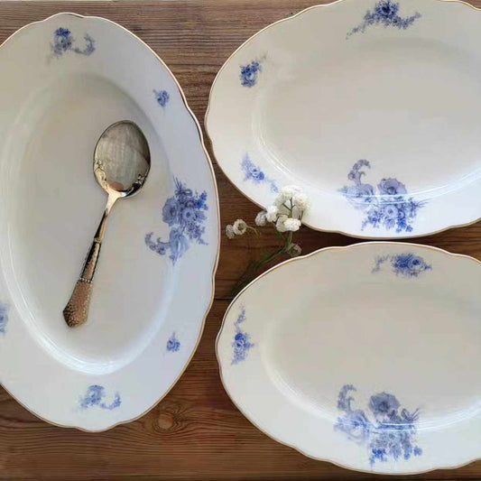 Uppläggningsfat - Blå blommor 4 st