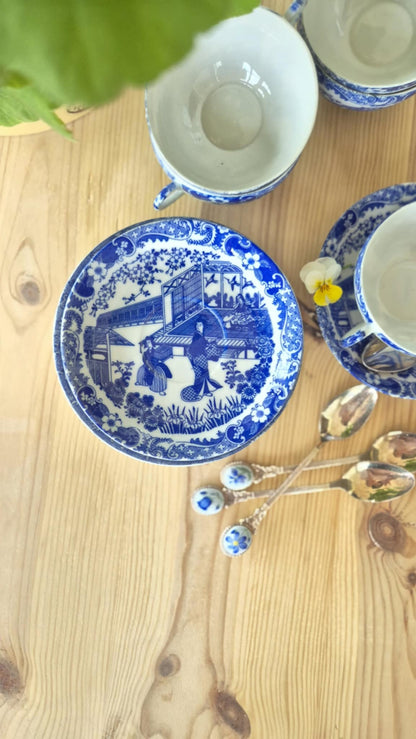 Blåvita koppar - Asiatiskt mönster 6 st