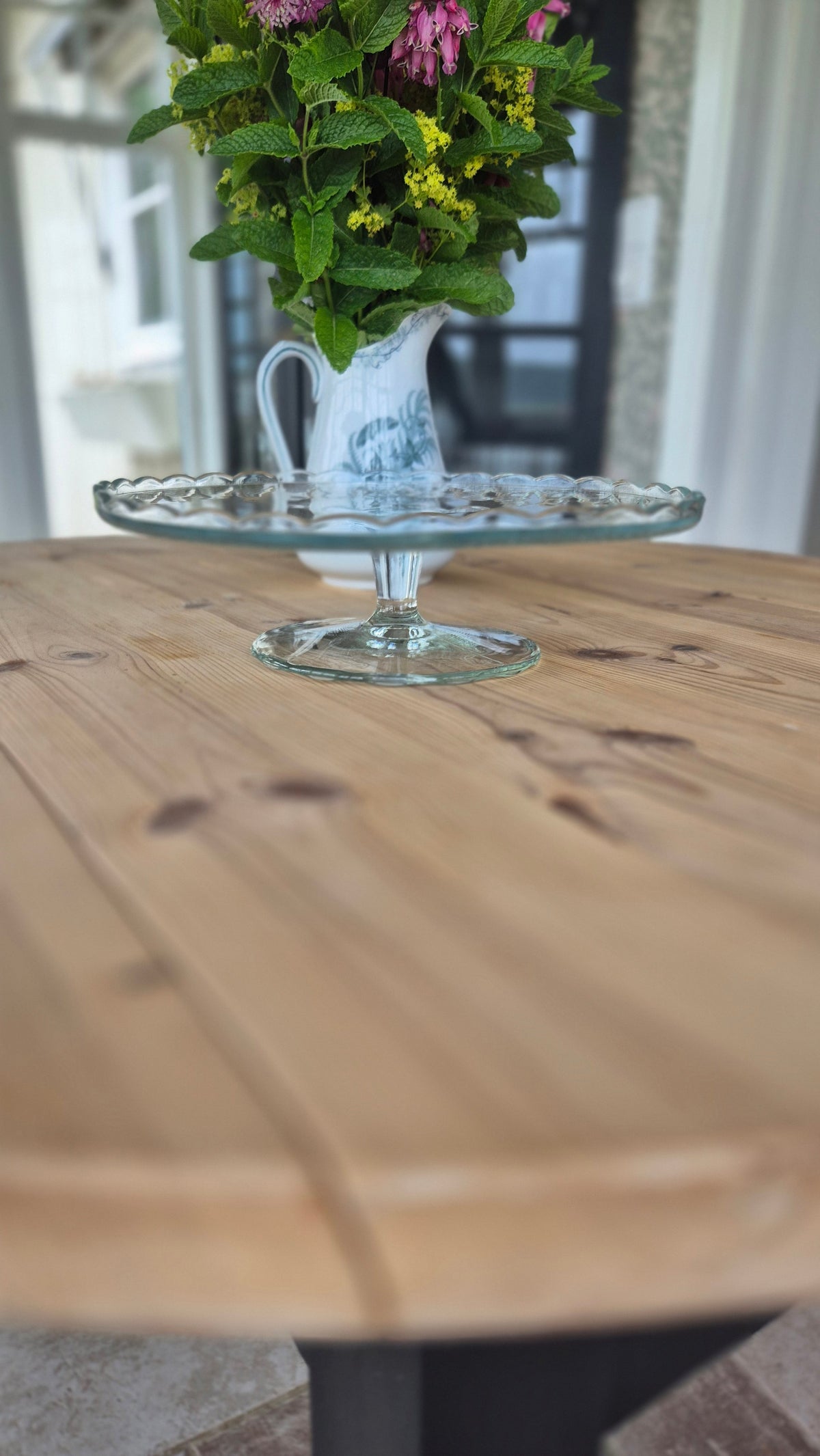 Tårtfat - Blommigt glas - Wallemyrans Vintage