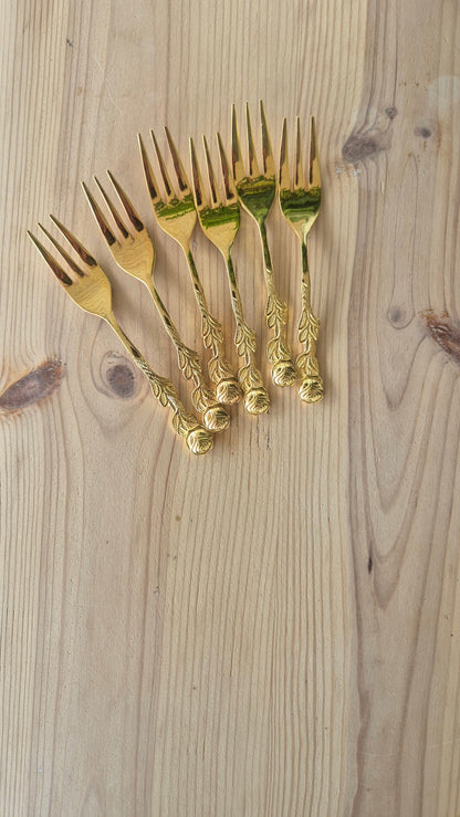 Tårtgafflar - Guld - Wallemyrans Vintage