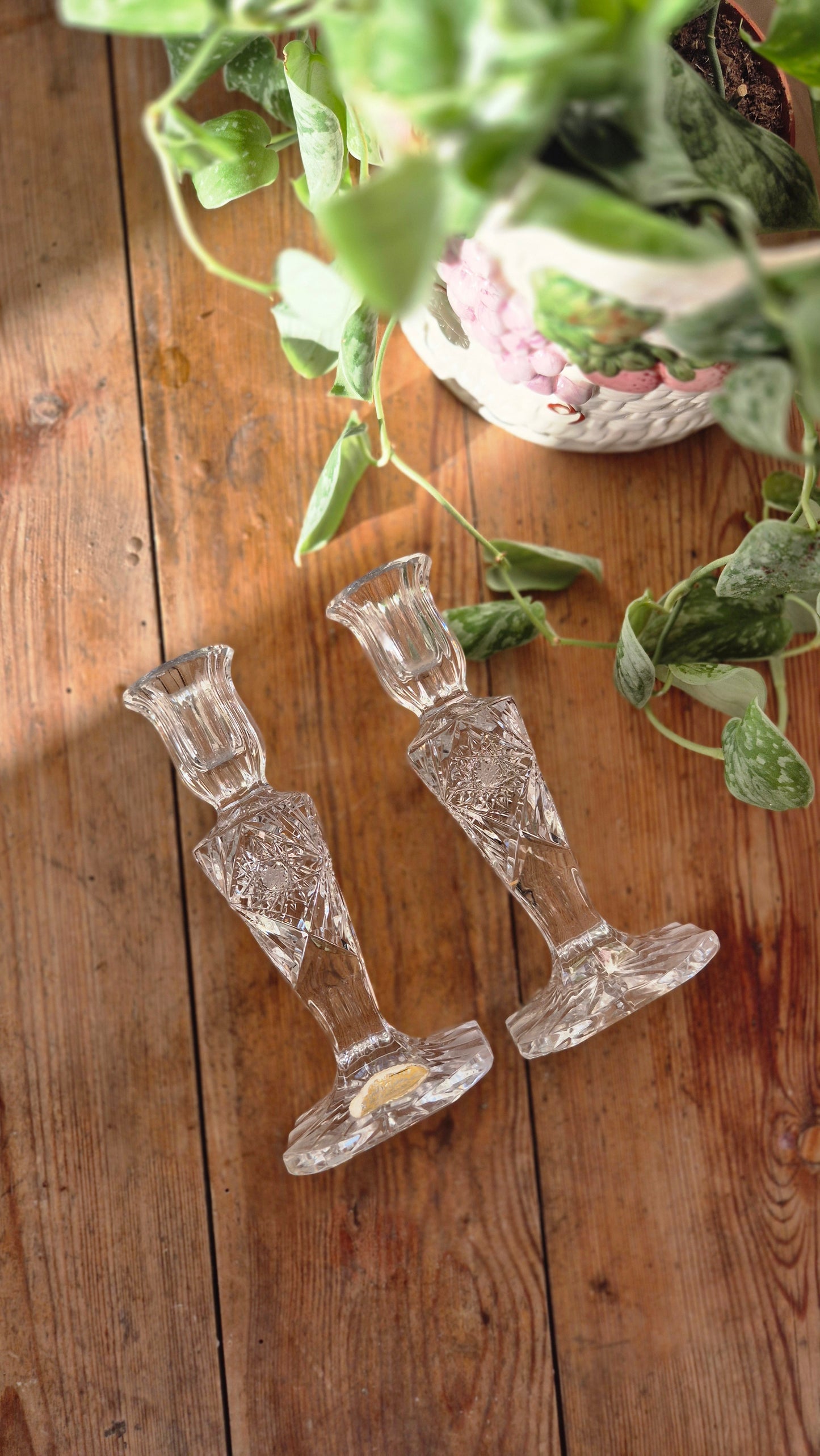 Paret ljusstake i kristallglas