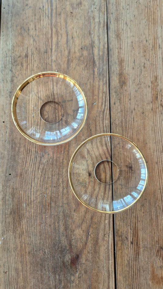 Ljusmanschett i glas med guldkant