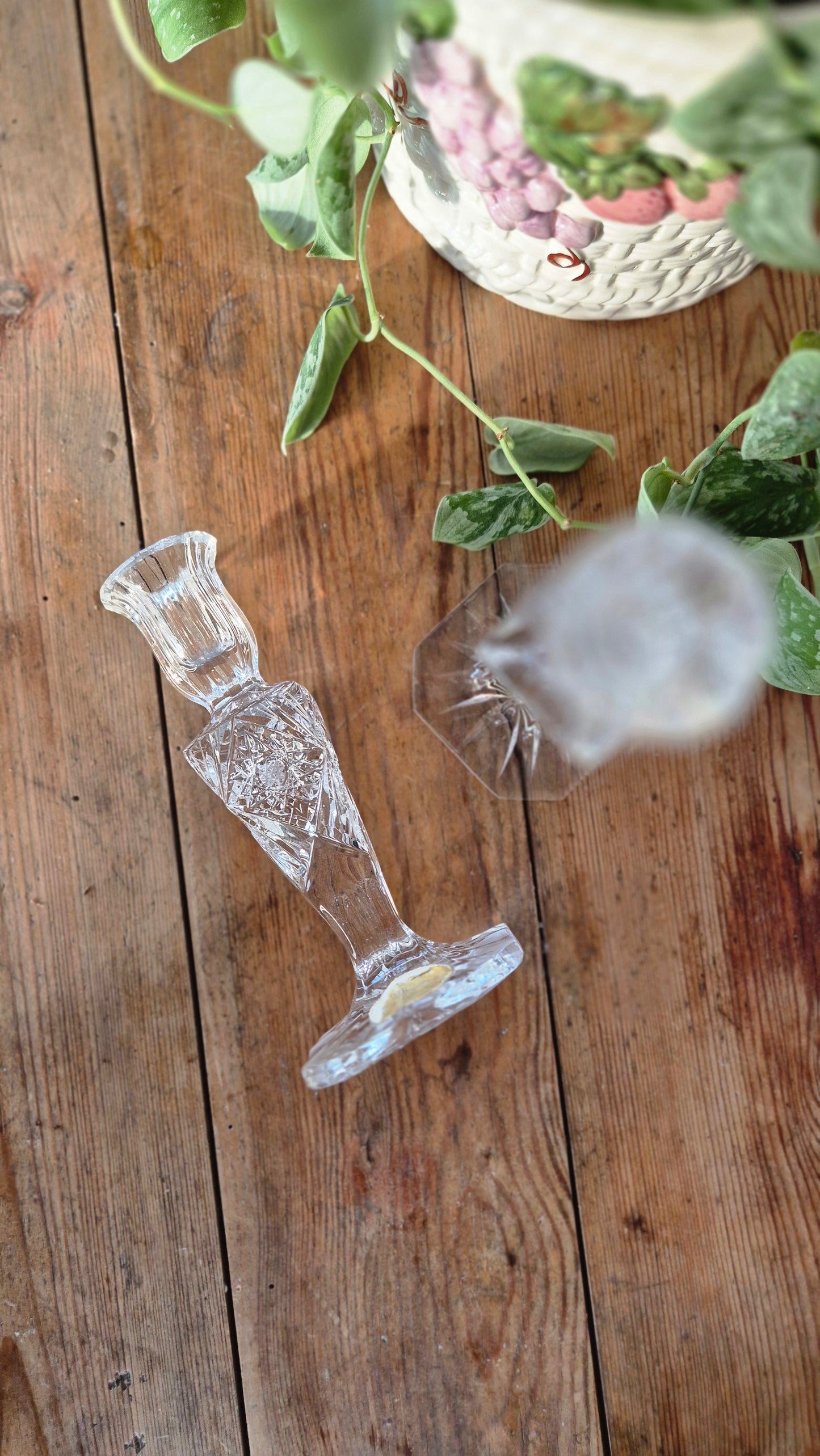 Paret ljusstake i kristallglas