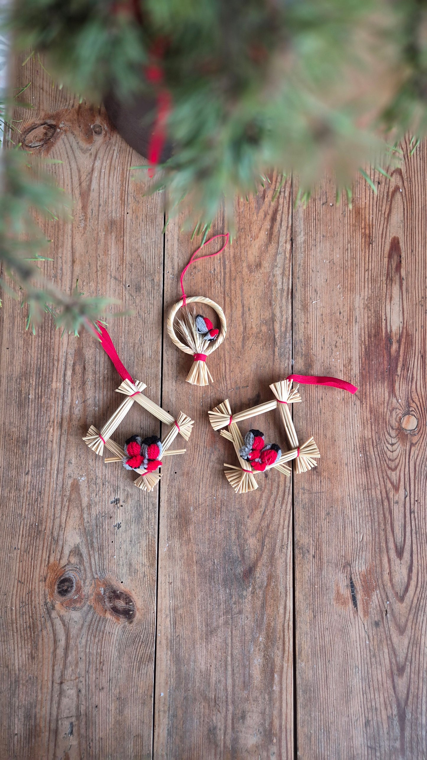 Julhängen i halm - Fåglar