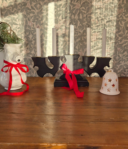 Ljusstake i trä - svart