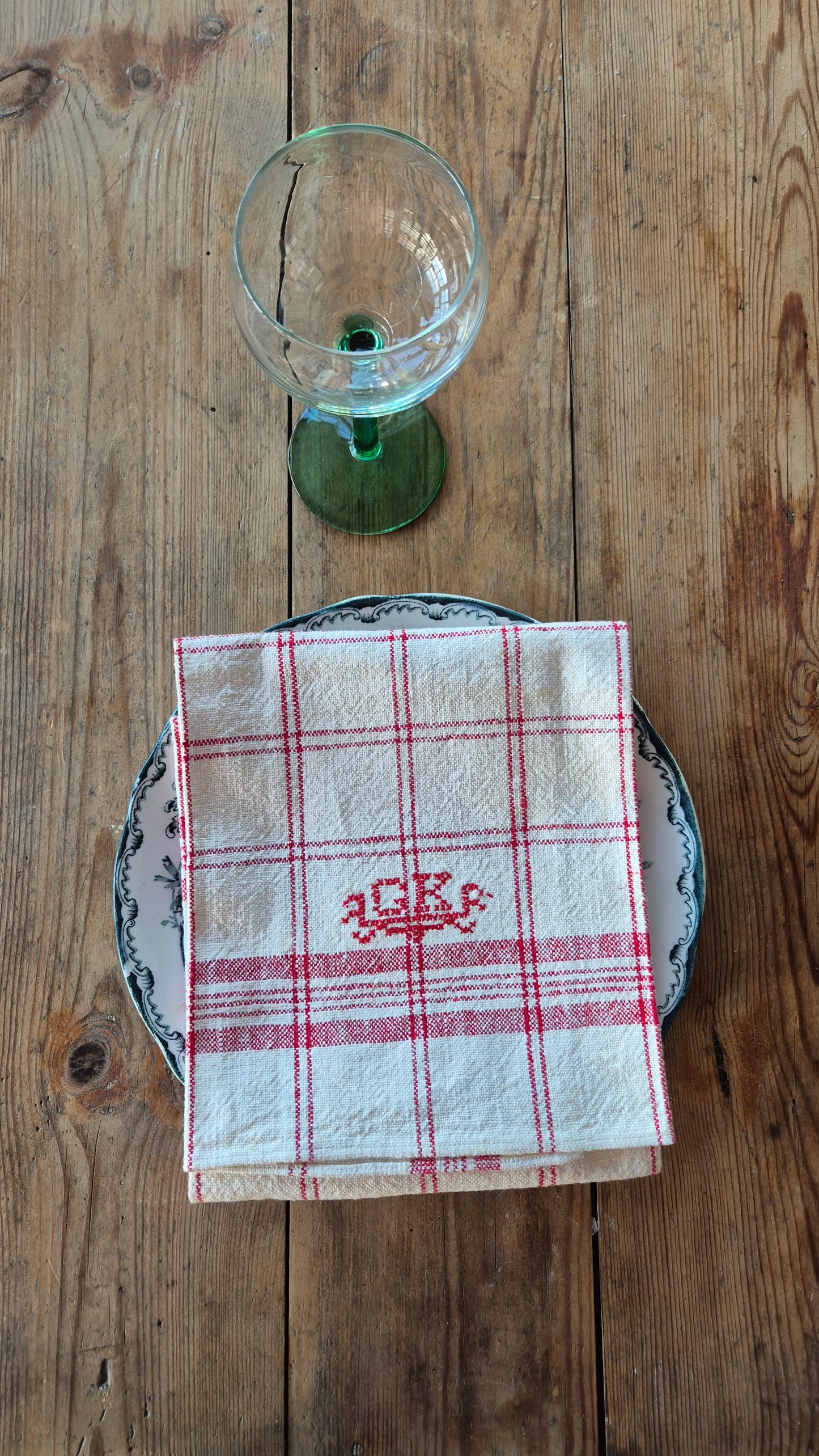 Linnehandduk - Rödrutig