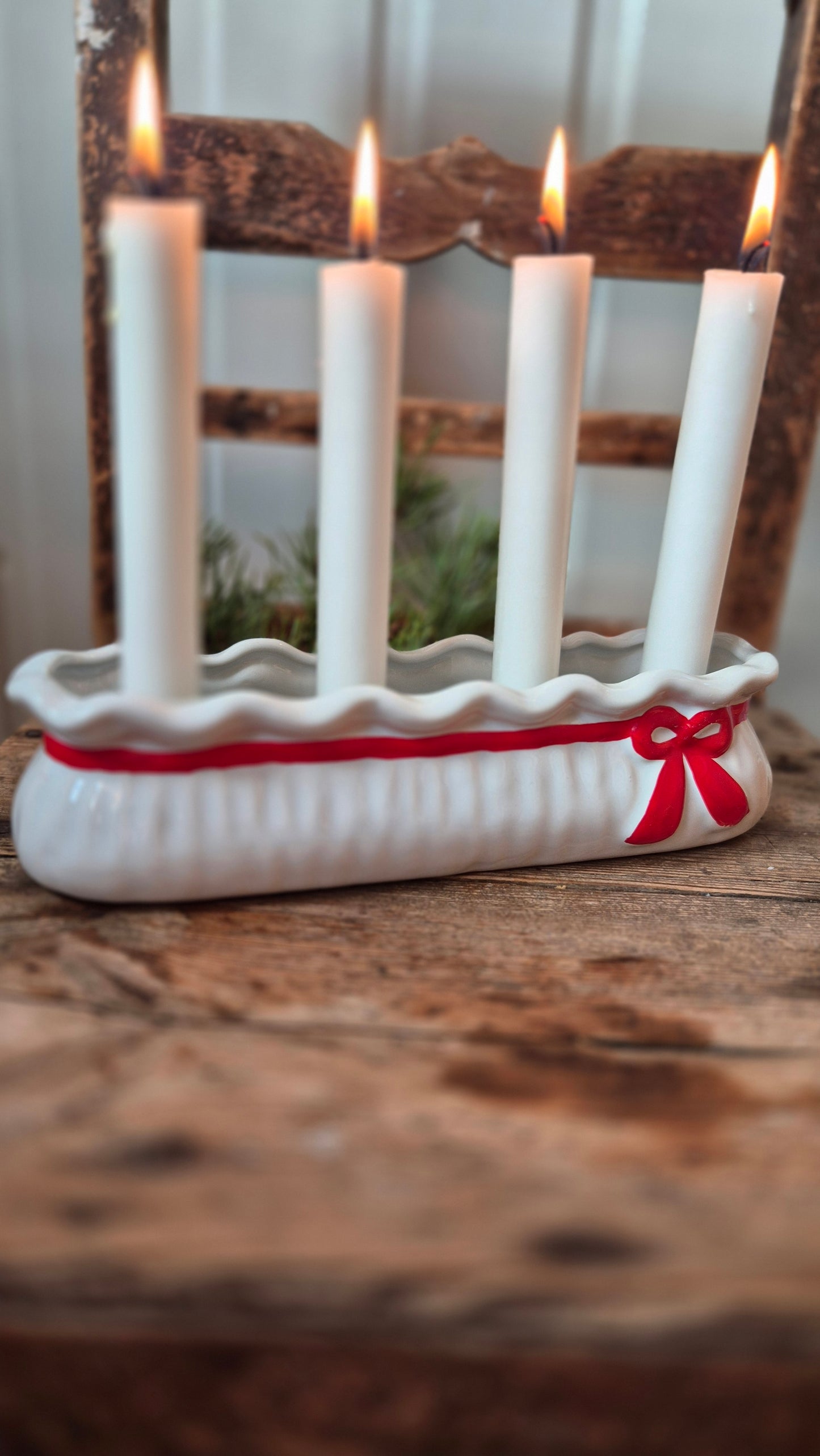 Ljusstake porslin - Rosett