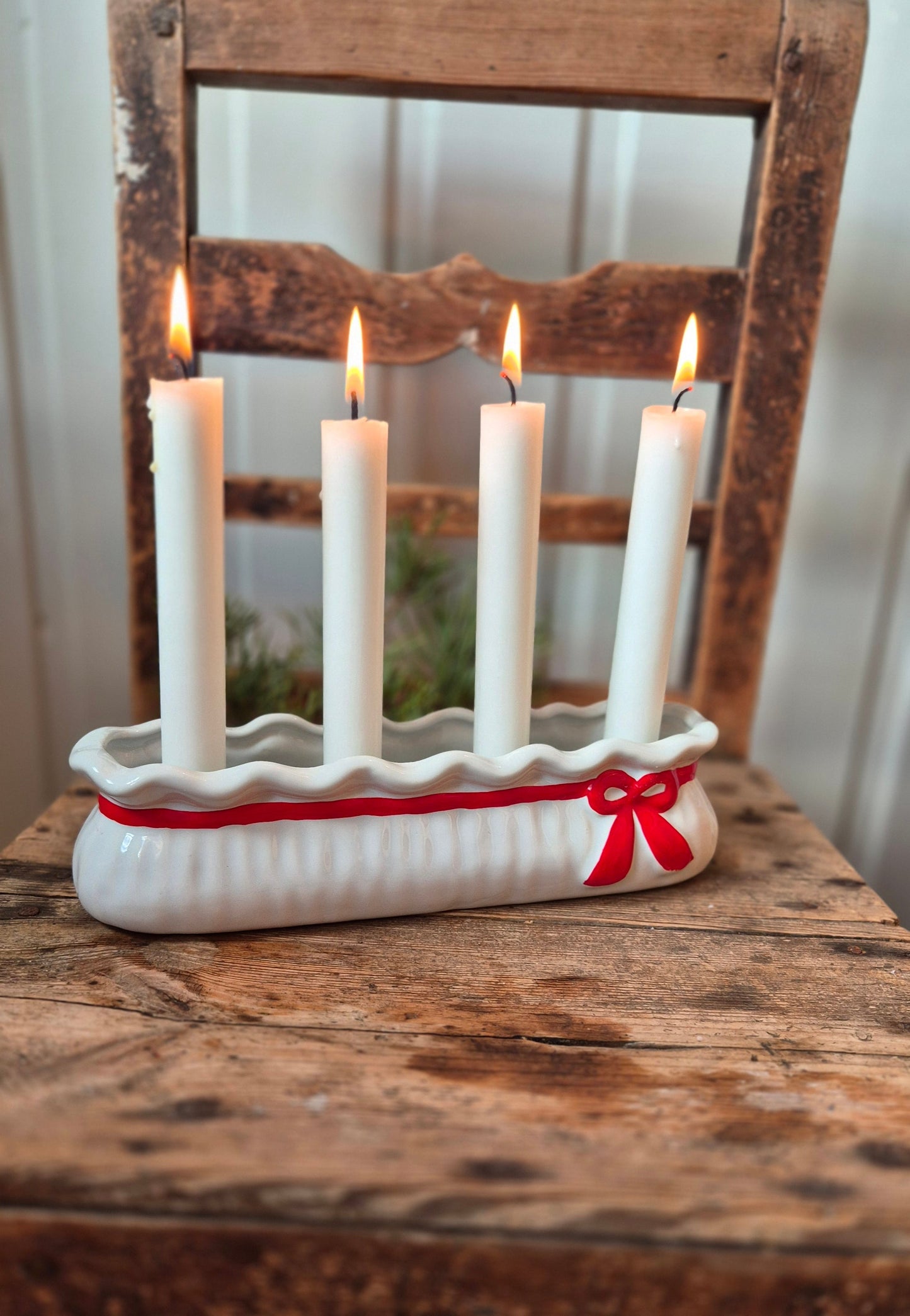 Ljusstake porslin - Rosett