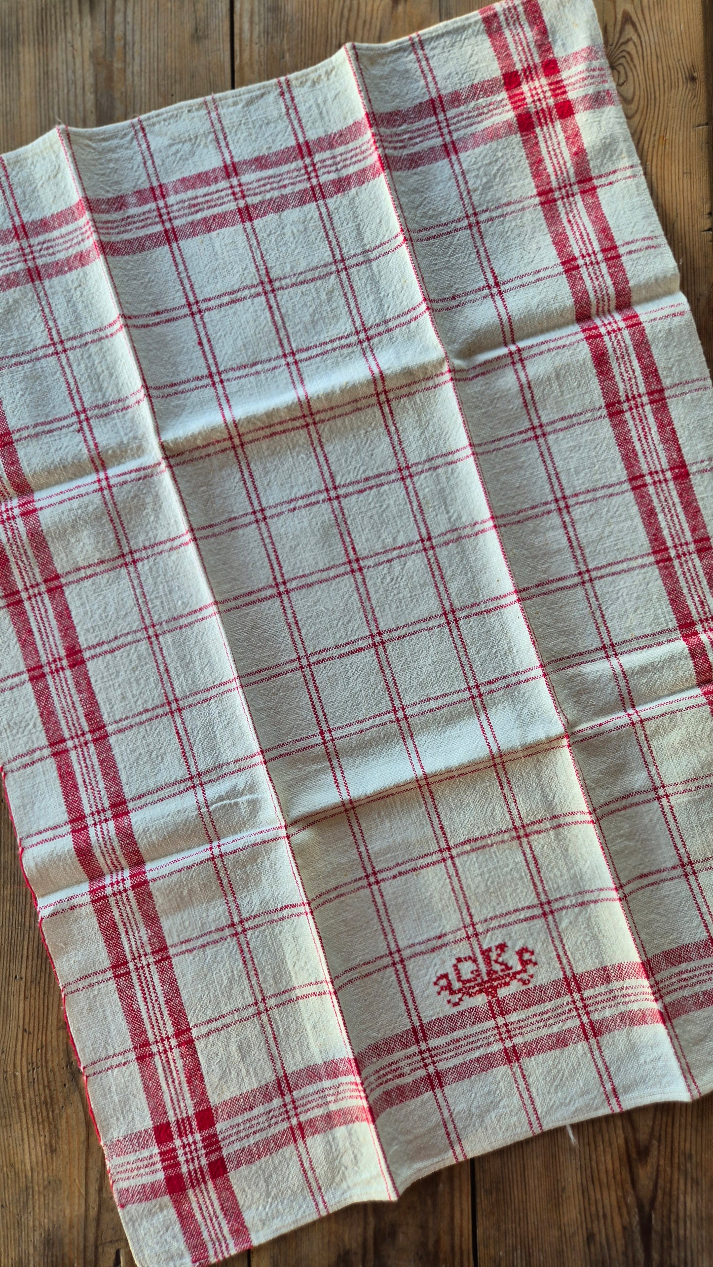 Linnehandduk - Rödrutig