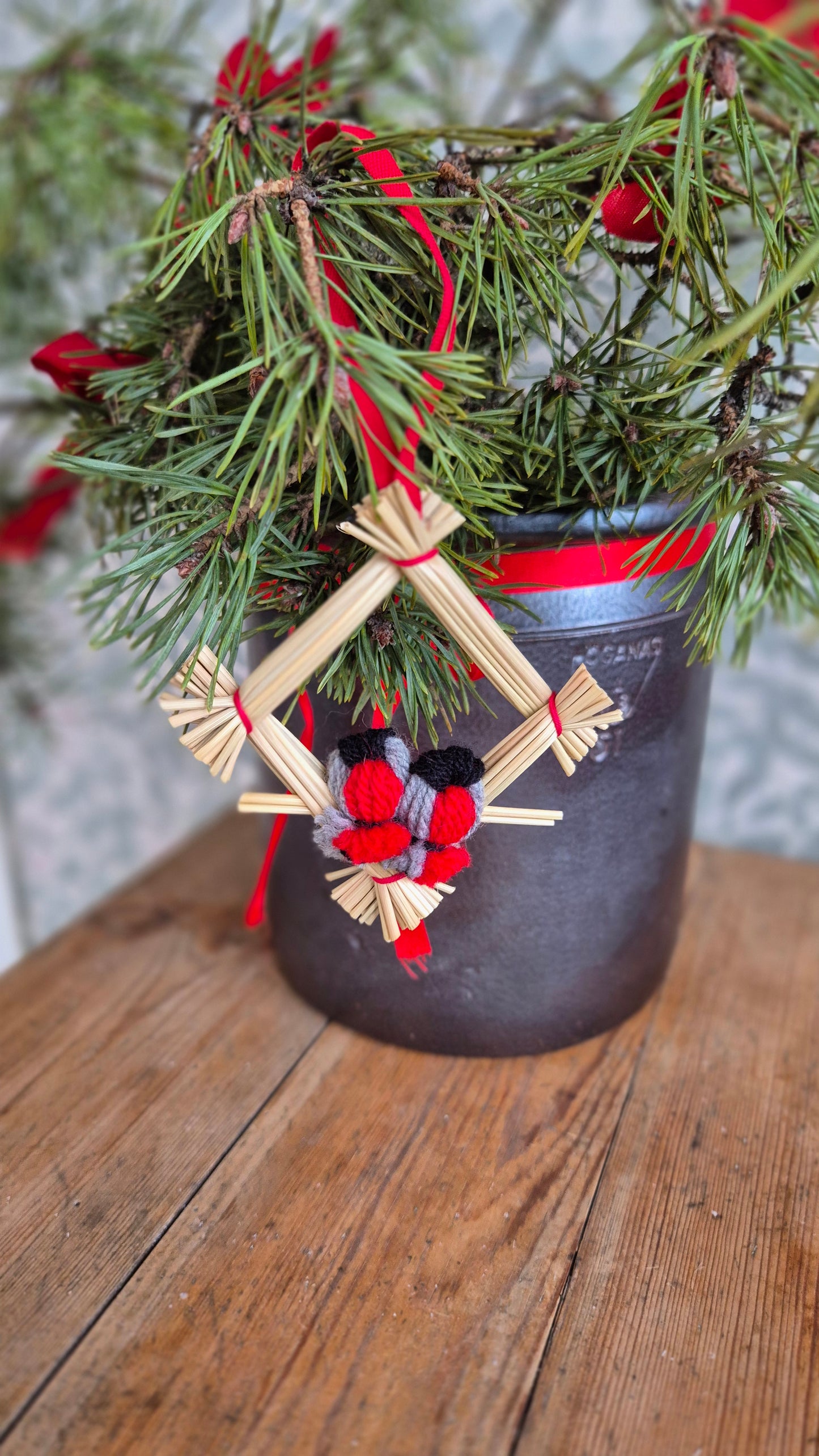 Julhängen i halm - Fåglar